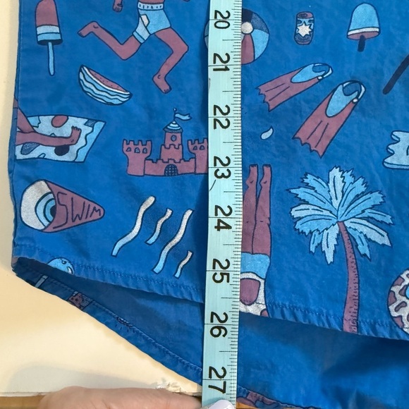 Mokuyobi Blue Beach Vacation Theme Short Sleeve Button Front Quirky Shirt Size S - Picture 11 of 12
